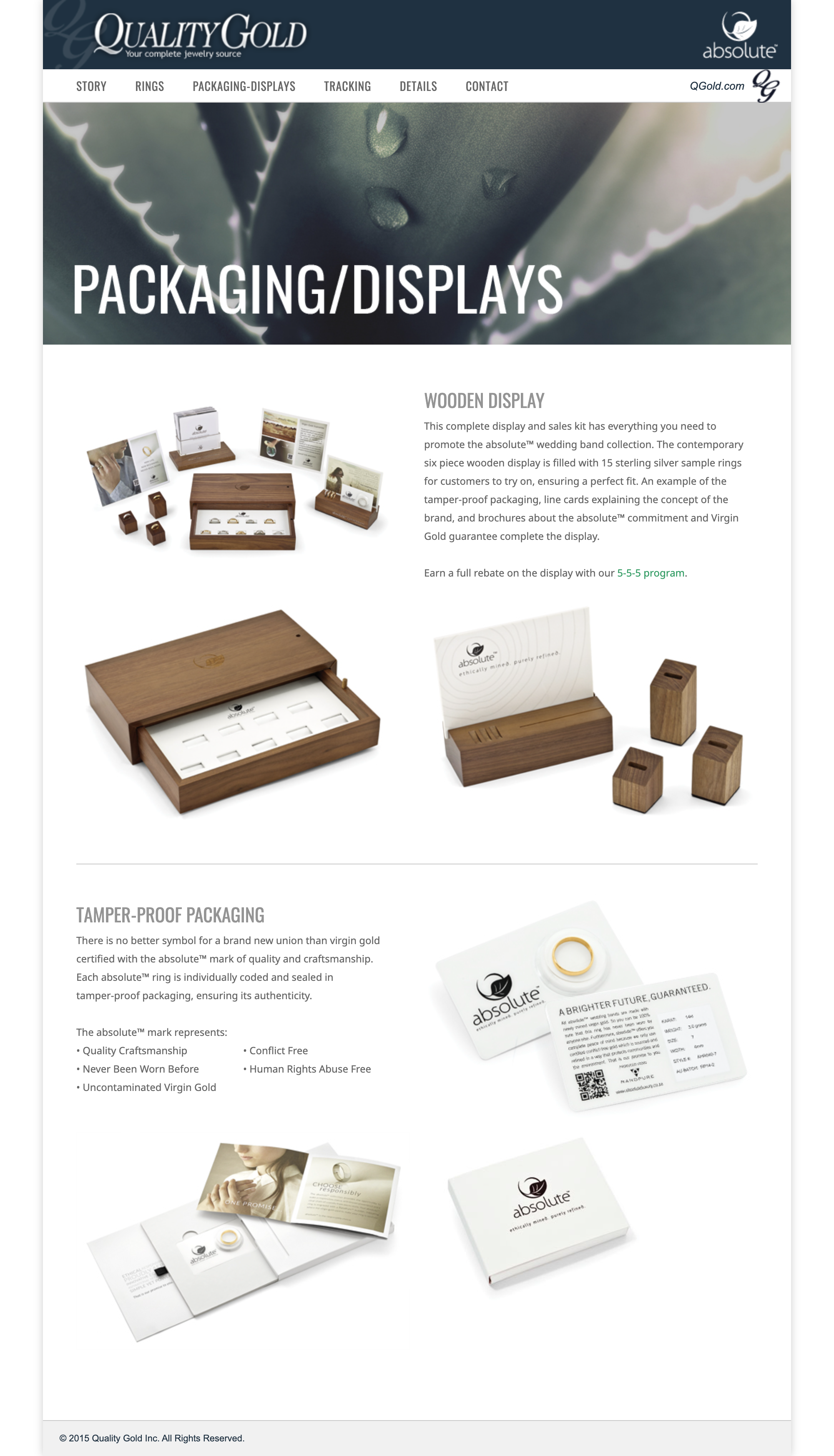 Absolute Gold packaging landing