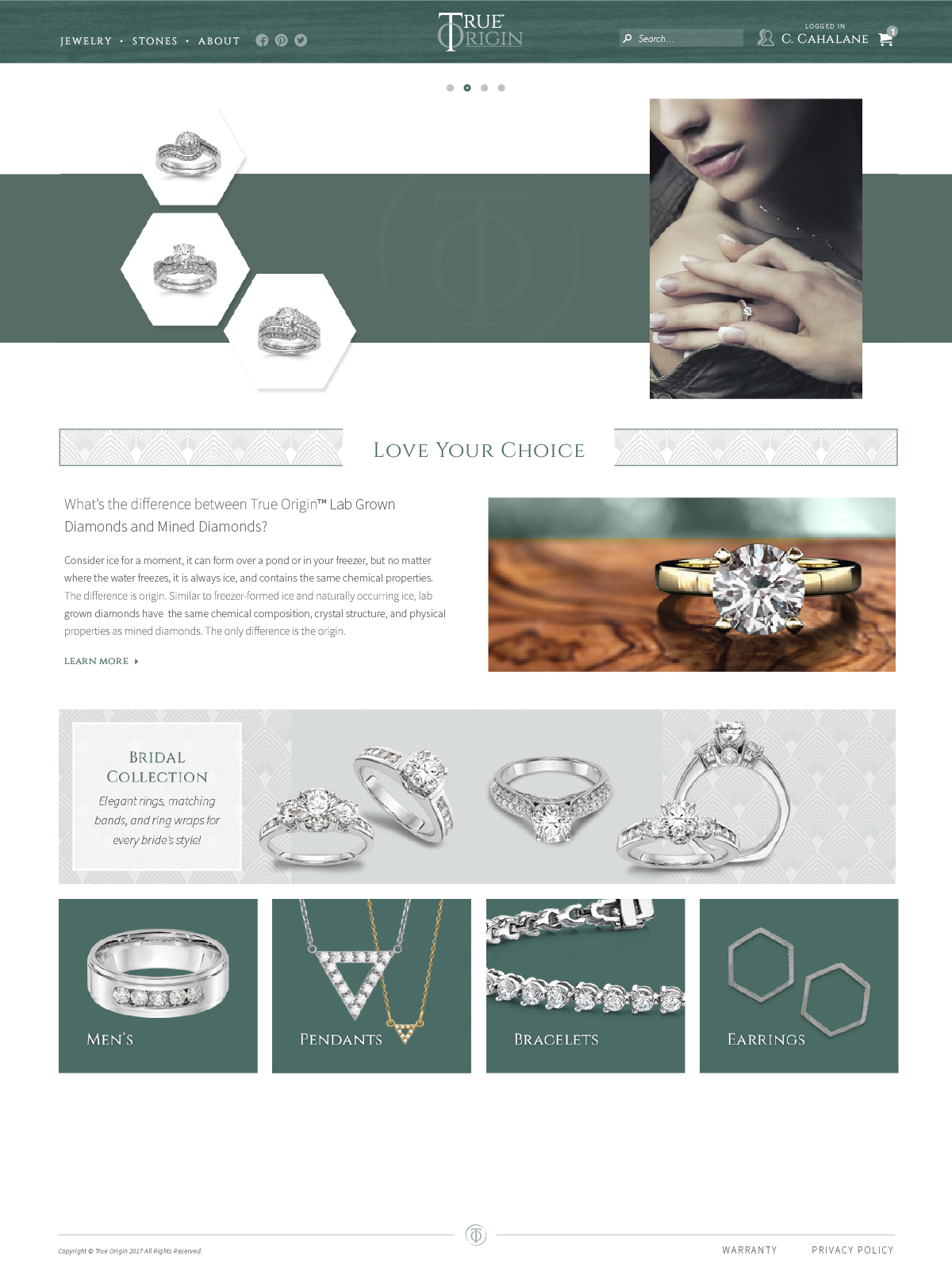 True Origin home page